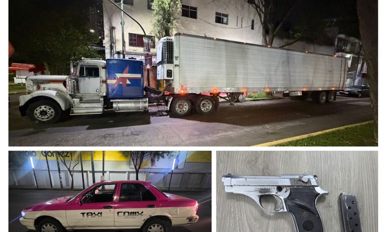 Detienen a 4 imputados por robo de tractocamión en Iztacalco